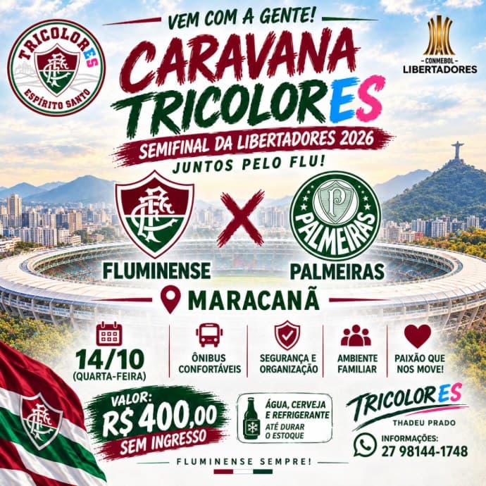 Cartaz da caravana Fluminense x Palmeiras